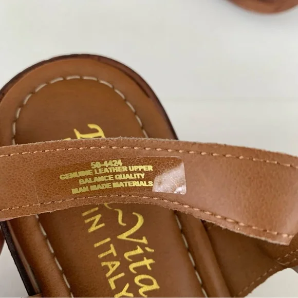 Bella Vita Womens Wes Italy Tan Leather Slingback Wedge Sandals US 9.5 M - Picture 7 of 8